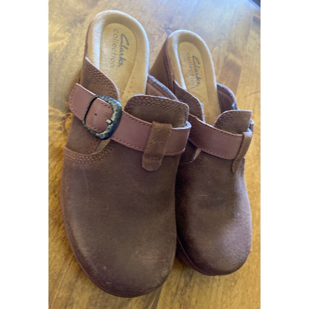 Clarks Paizlee Nora Womens Brown Suede Buckled Platform Clogs Size 8 - Picture 10 of 14